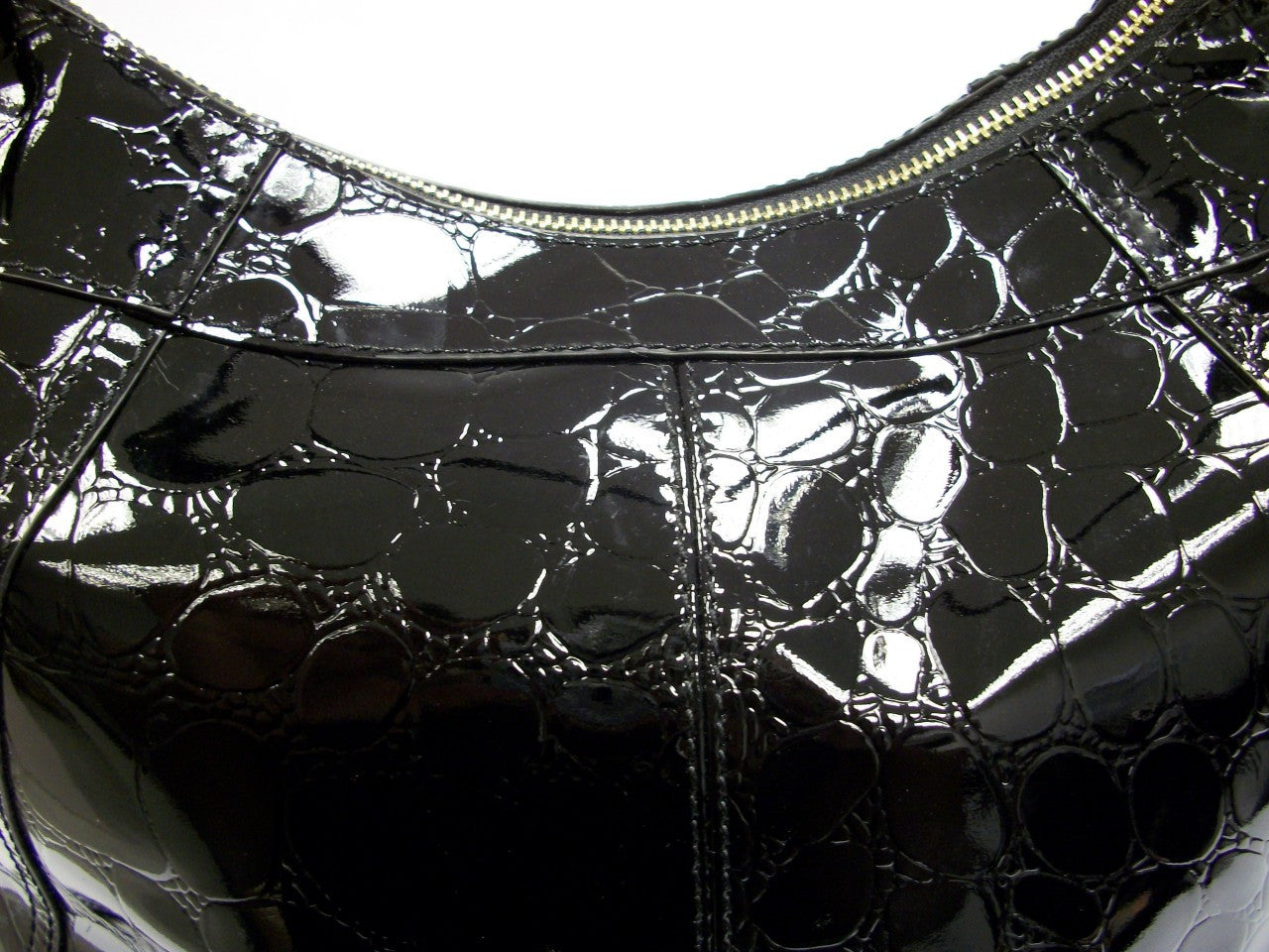Black Croc Sofia Hobo Bag