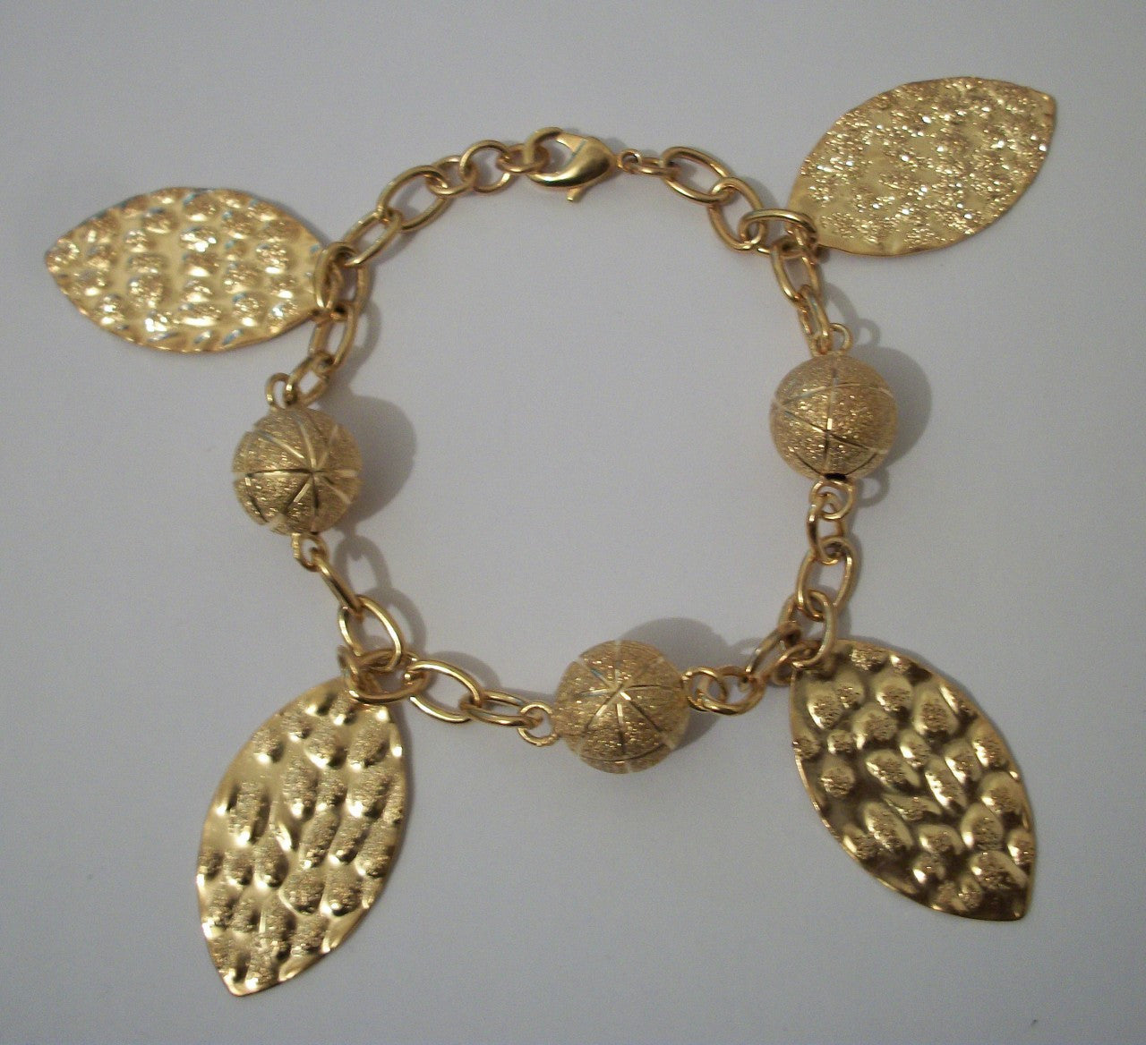 Gold Leaf and Ball Bracelet