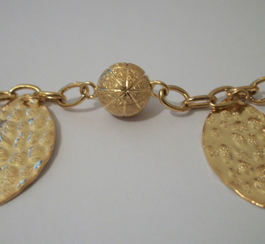 Gold Leaf and Ball Bracelet