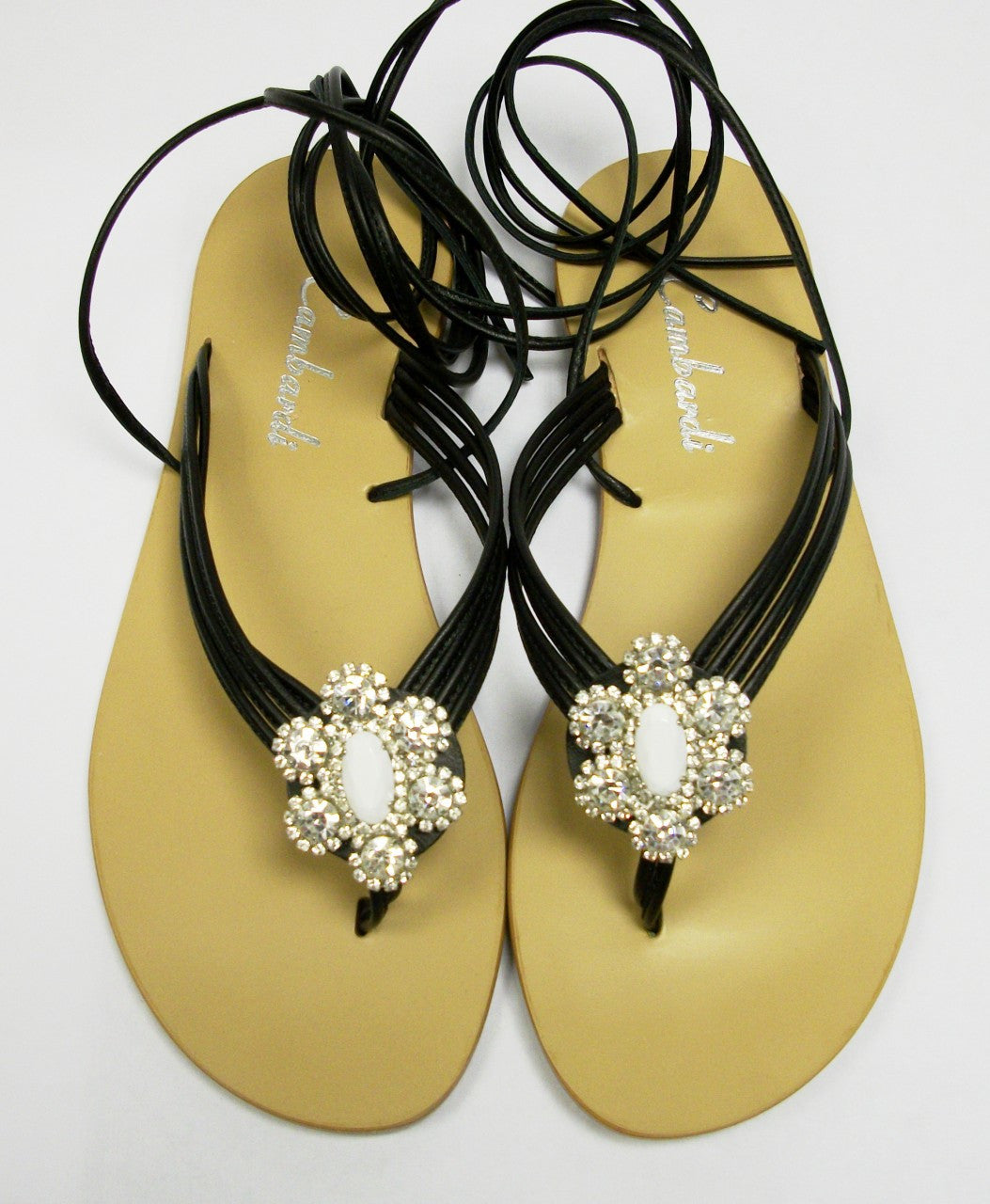 Black Ava Crystal Sandal