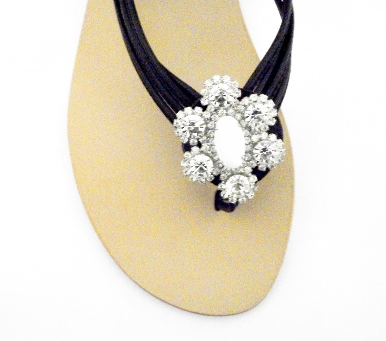 Black Ava Crystal Sandal