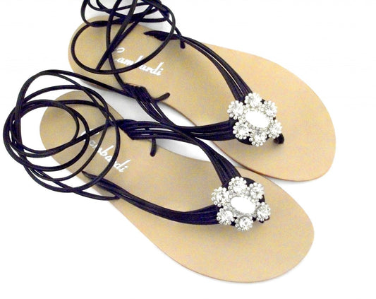Black Ava Crystal Sandal