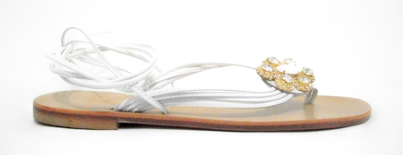 White Ava Crystal Sandal