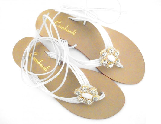 White Ava Crystal Sandal
